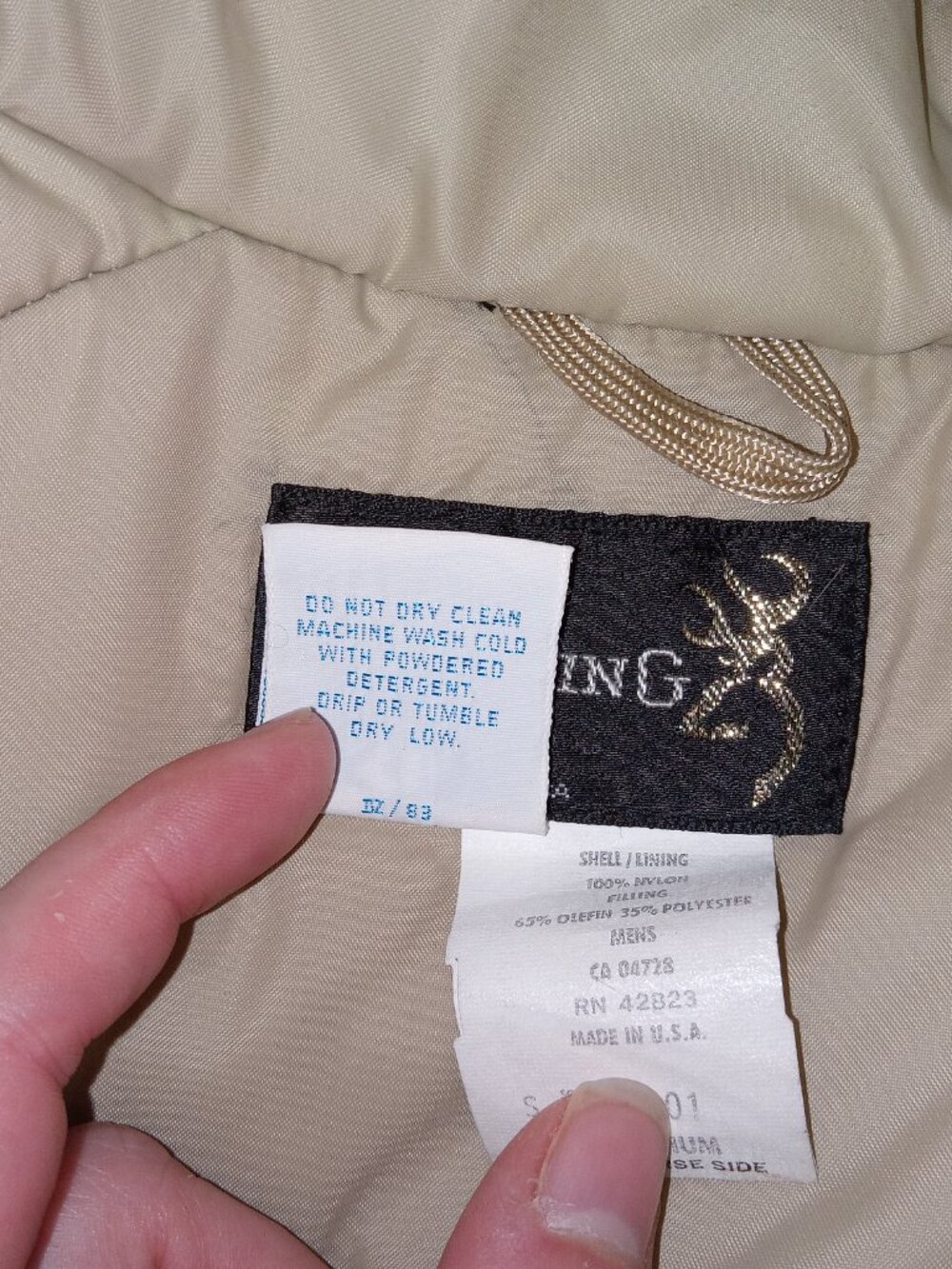 Vintage Browning Gore-Tex Parka Jacket Mens M Made USA Hooded Hunting Tan - Picture 7 of 14